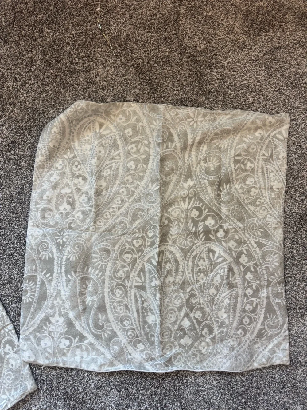 Neutral Paisley Pillow Covers - Set of 2 for 24x24” pillows gray silver white